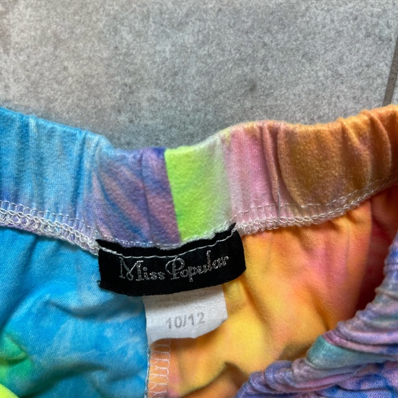 Miss Popular Elastic Waist Tie-Dye Shorts Blue Multicolor Girls Size 10/12 - Picture 2 of 2